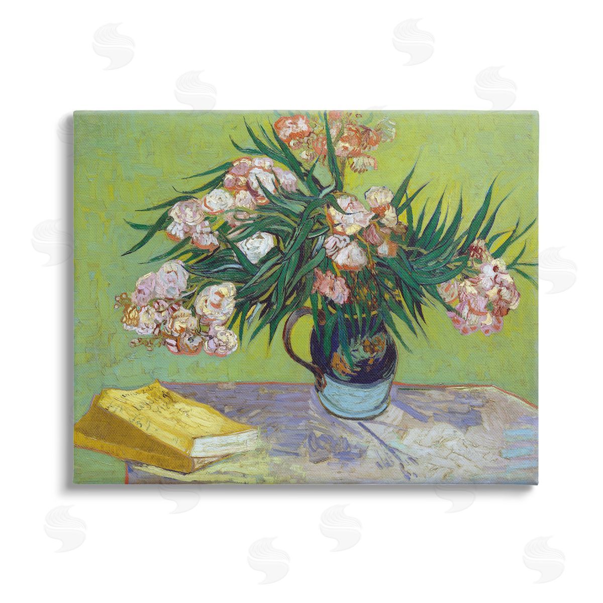 Vincent Van Gogh Classic Flowers & Books Stretched Canvas Wall Art Print