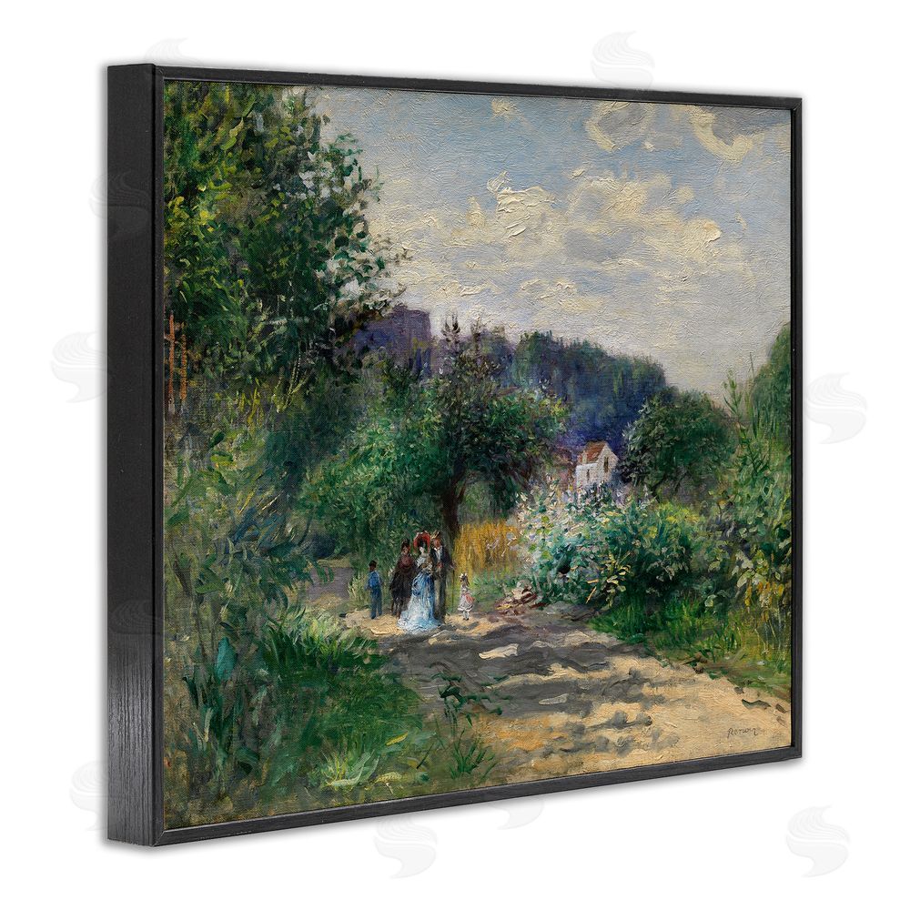 A. Renoir Traditional Family on Path Black Framed Giclee Wall Art Print