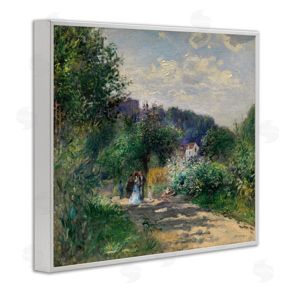 A. Renoir Traditional Family on Path White Framed Giclee Wall Art Print