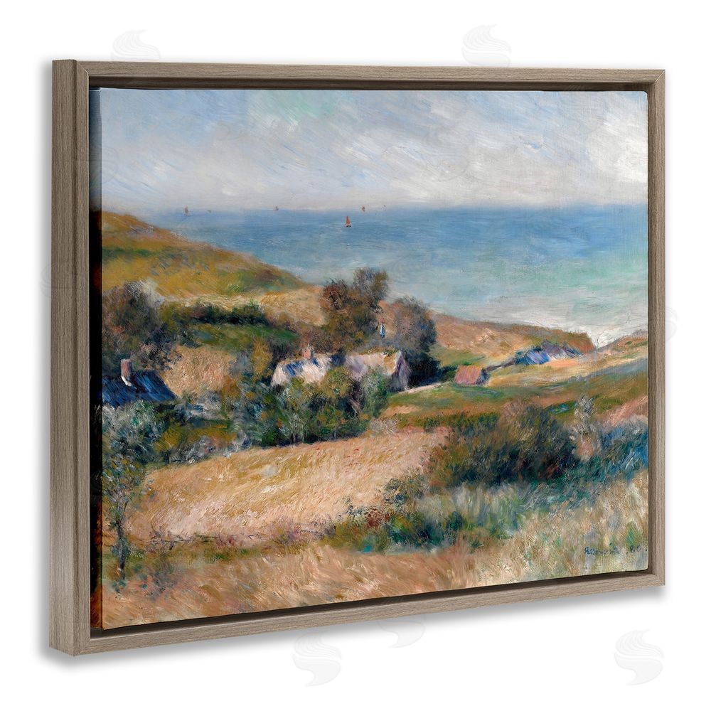 A. Renoir Nautical Countryside Cottage Brown Floating Frame Canvas Wall Art Print