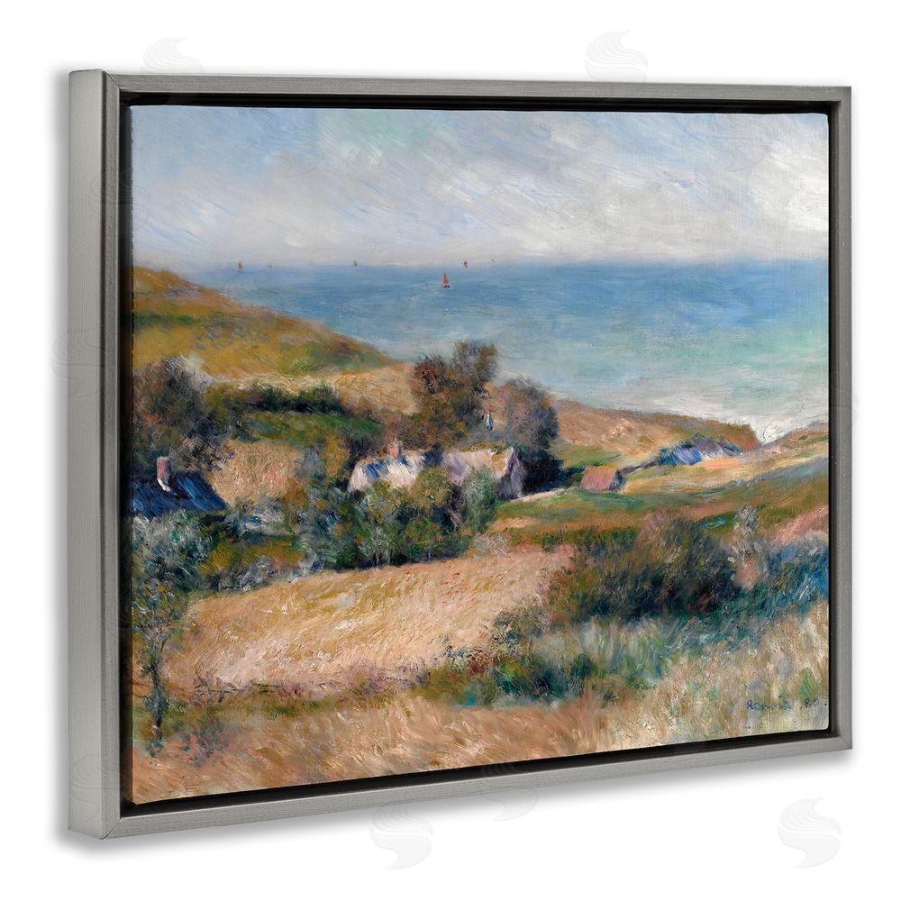 A. Renoir Nautical Countryside Cottage Grey Floating Frame Canvas Wall Art Print