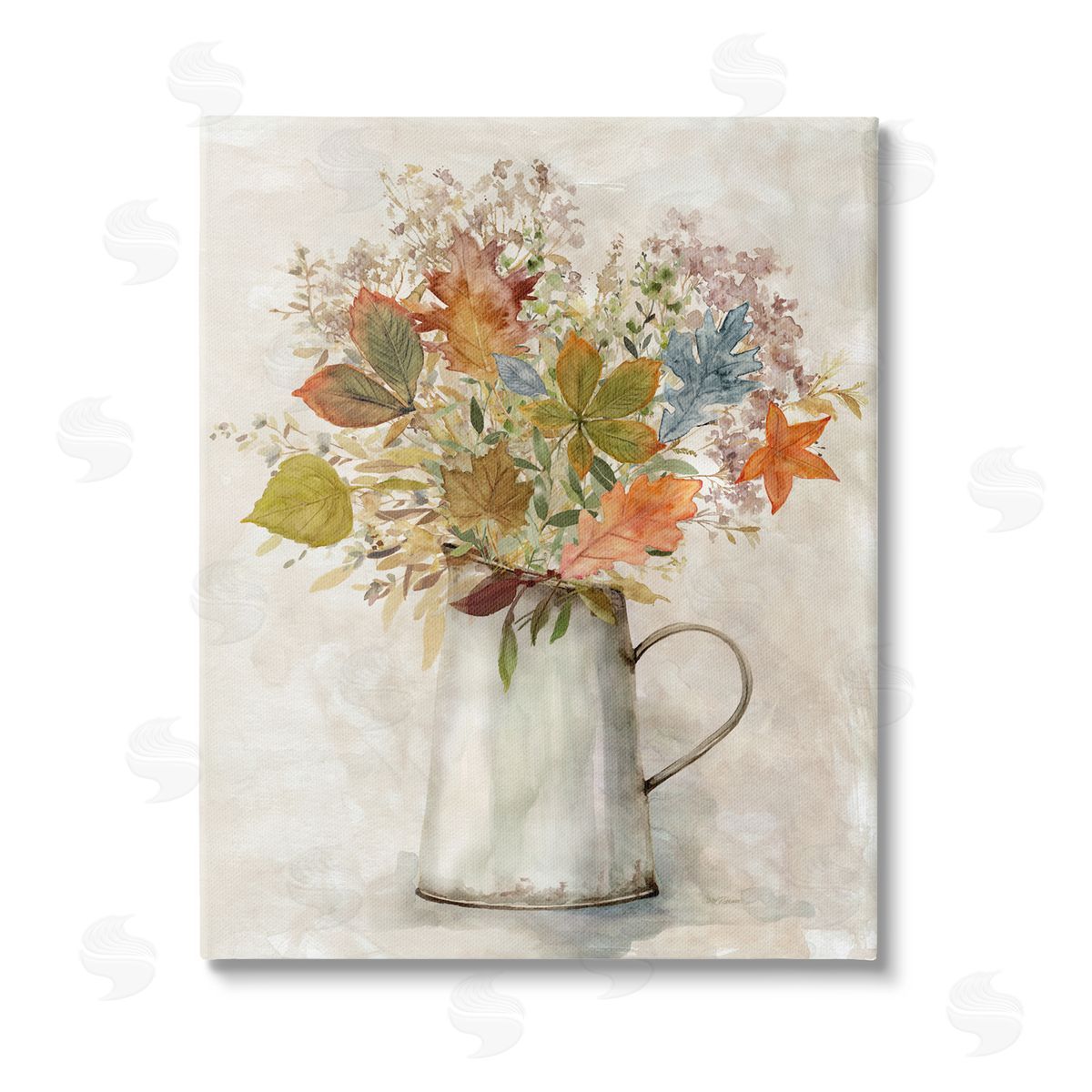 Carol Robinson Fall Florals Country Jug Stretched Canvas Wall Art Print
