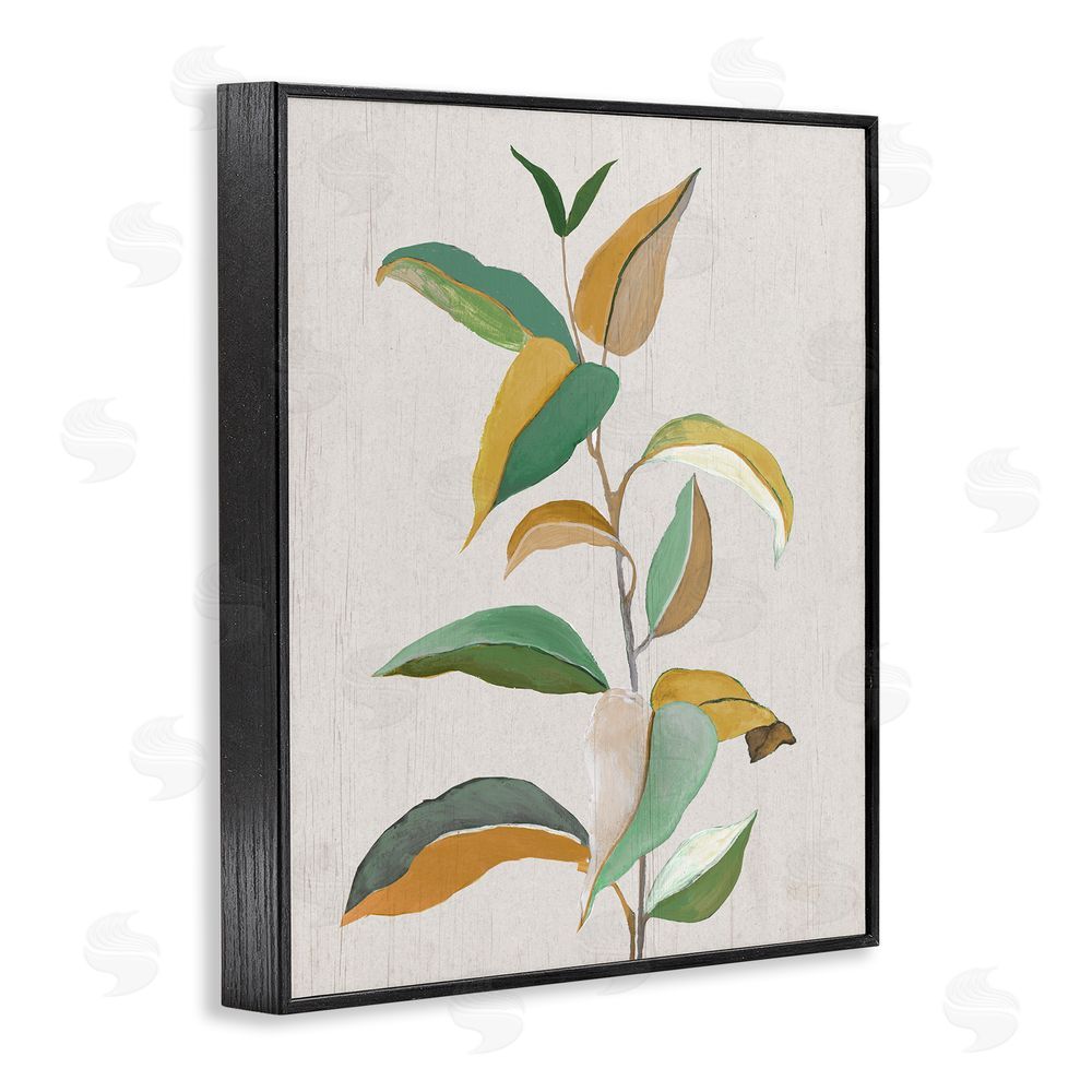 Janet Tava Modern Herb Leaves Black Framed Giclee Wall Art Print