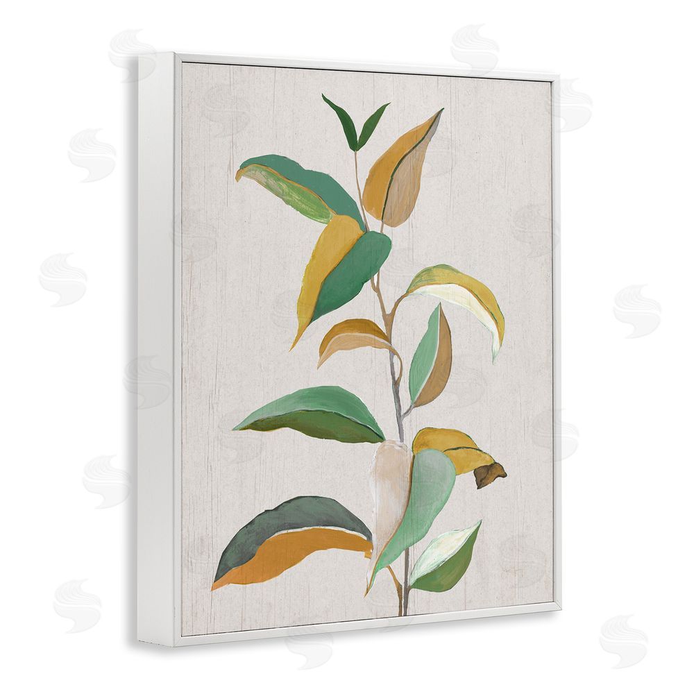 Janet Tava Modern Herb Leaves White Framed Giclee Wall Art Print