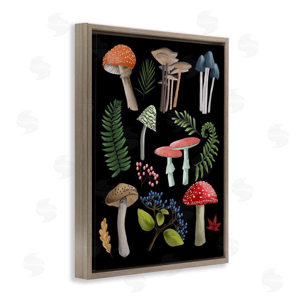 Regina Moore Woodland Botanicals on Black Brown Floating Frame Canvas Wall Art Print