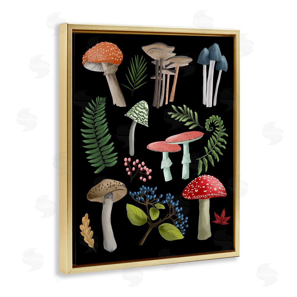 Regina Moore Woodland Botanicals on Black Gold Floating Frame Canvas Wall Art Print