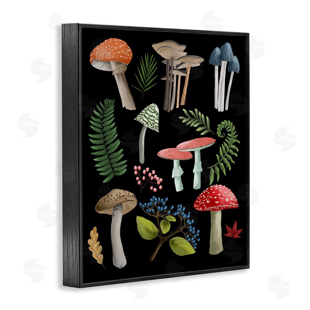 Regina Moore Woodland Botanicals on Black Black Framed Giclee Wall Art Print