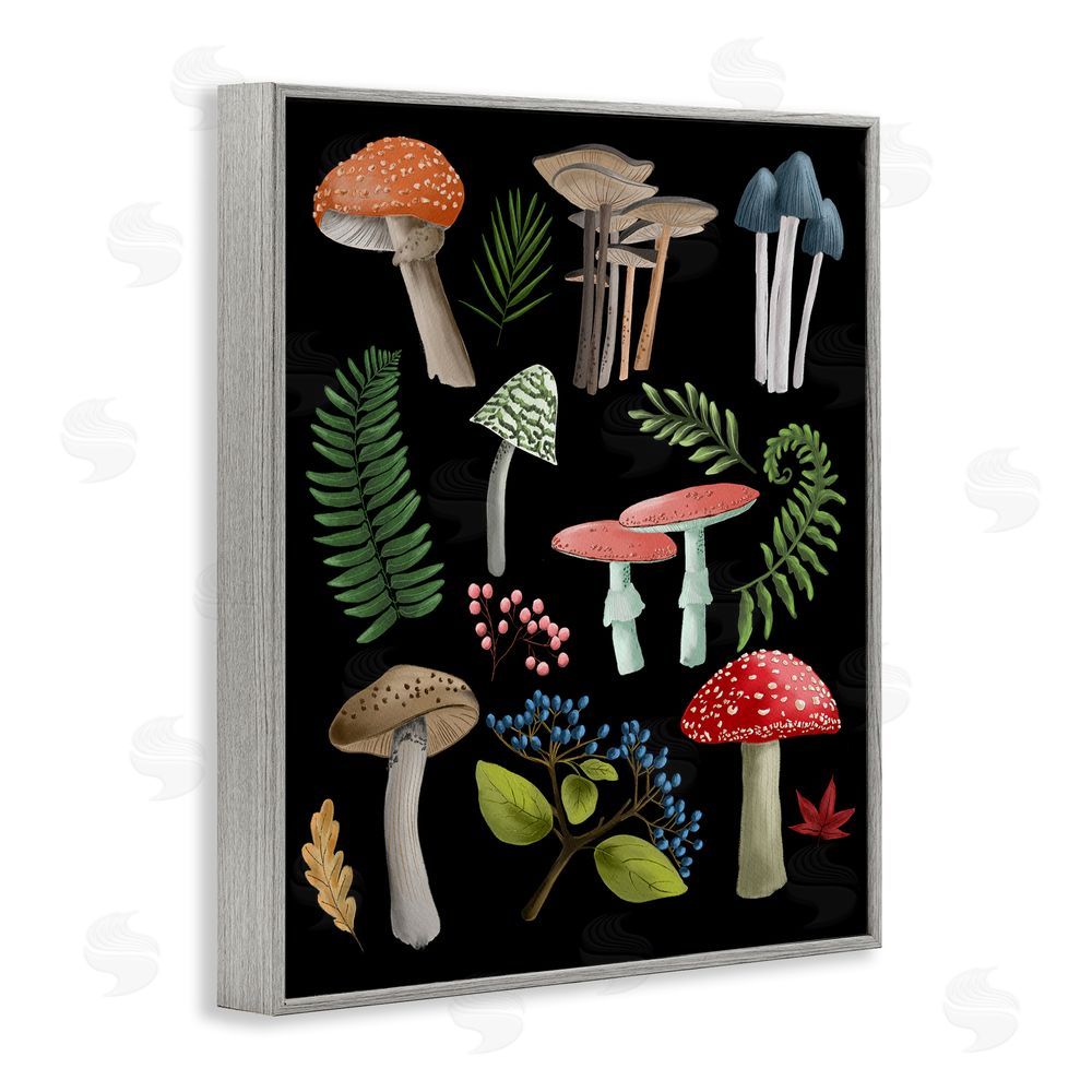 Regina Moore Woodland Botanicals on Black Gray Framed Giclee Wall Art Print