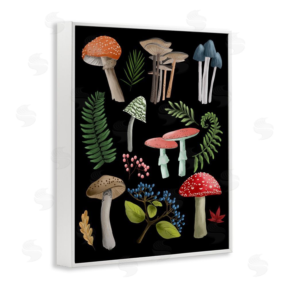 Regina Moore Woodland Botanicals on Black White Framed Giclee Wall Art Print