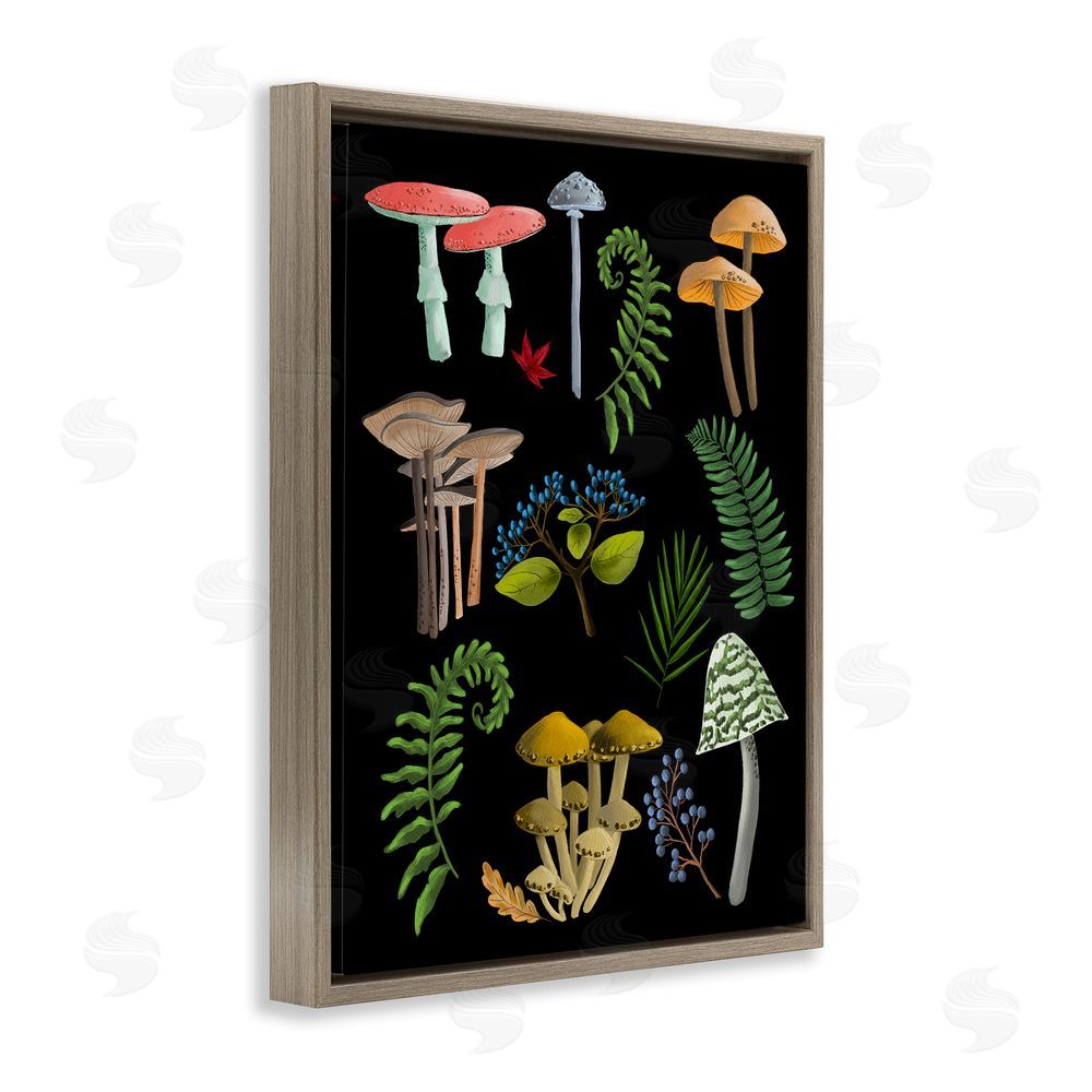Regina Moore Forest Mushrooms & Plants Brown Floating Frame Canvas Wall Art Print
