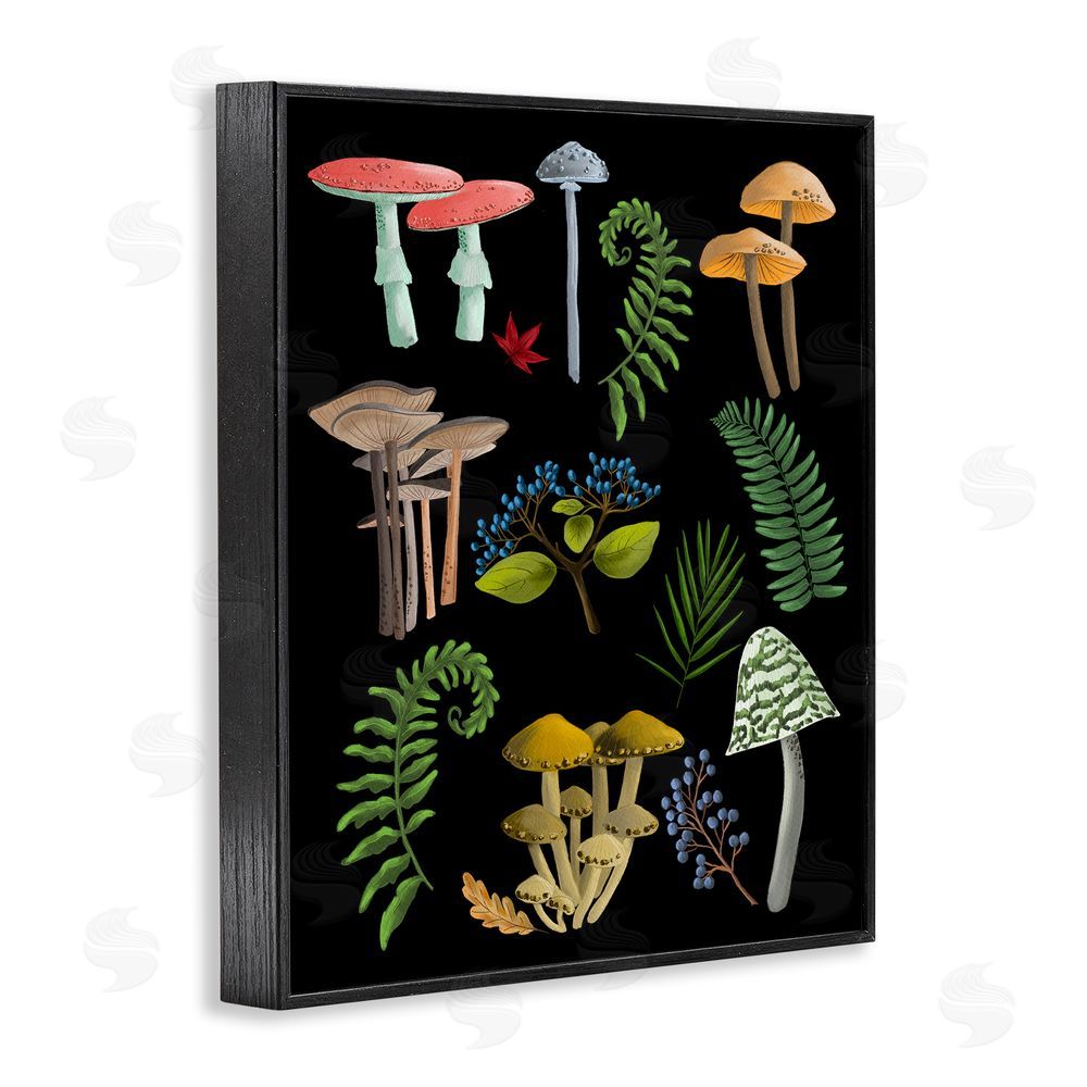 Regina Moore Forest Mushrooms & Plants Black Framed Giclee Wall Art Print