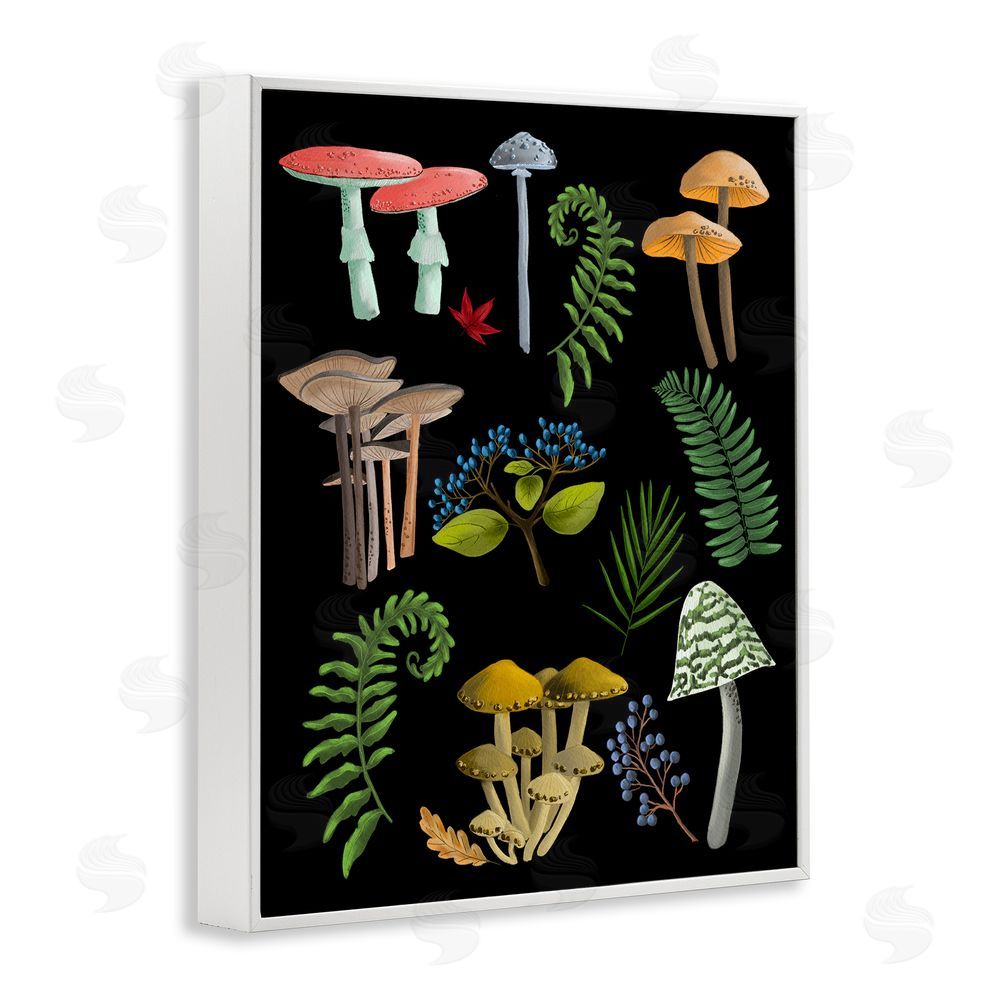 Regina Moore Forest Mushrooms & Plants White Framed Giclee Wall Art Print