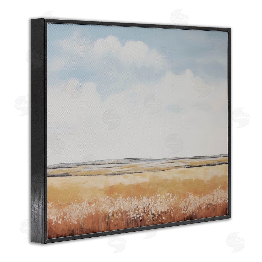 Lettered and Lined Abstract Countryside View Black Framed Giclee Wall Art Print