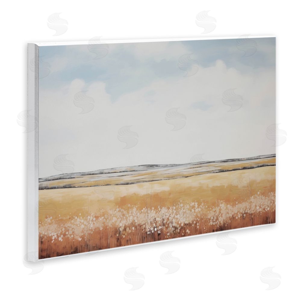 Lettered and Lined Abstract Countryside View Wall Plaque Art Print