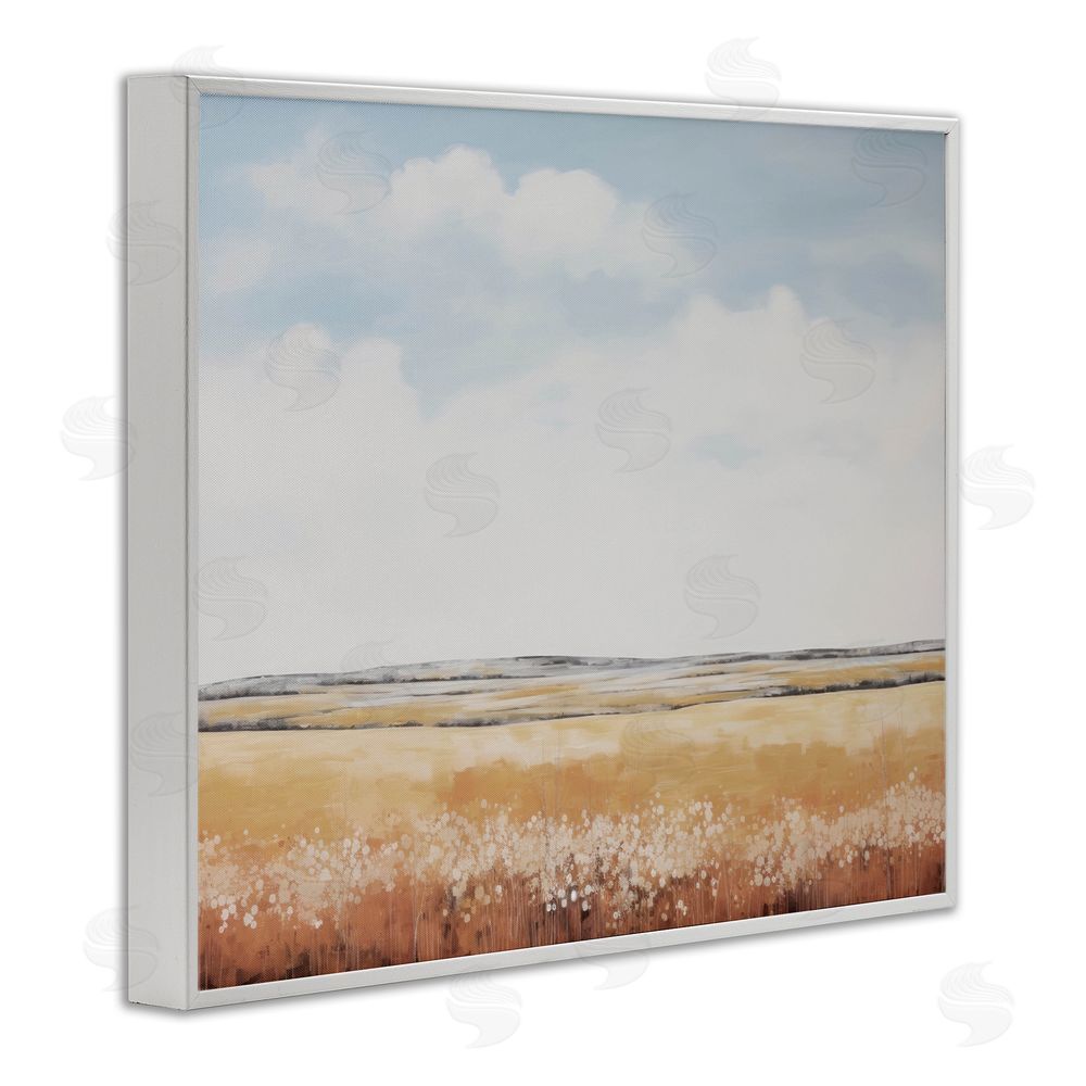 Lettered and Lined Abstract Countryside View White Framed Giclee Wall Art Print