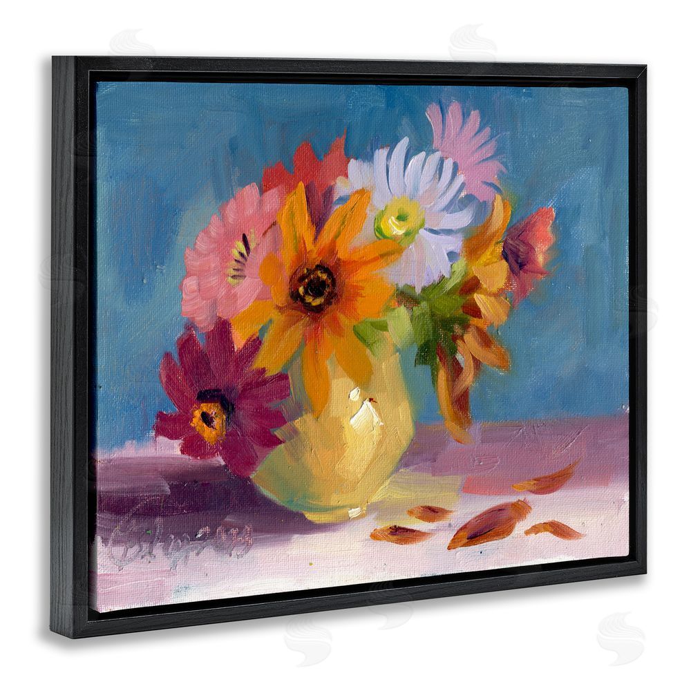 Bley Hack Vivid Mums Painting Black Floating Frame Canvas Wall Art Print