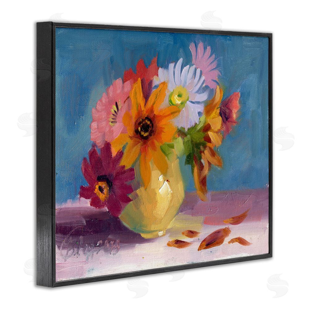 Bley Hack Vivid Mums Painting Black Framed Giclee Wall Art Print