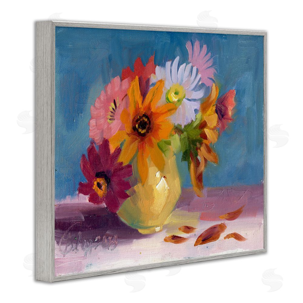 Bley Hack Vivid Mums Painting Gray Framed Giclee Wall Art Print