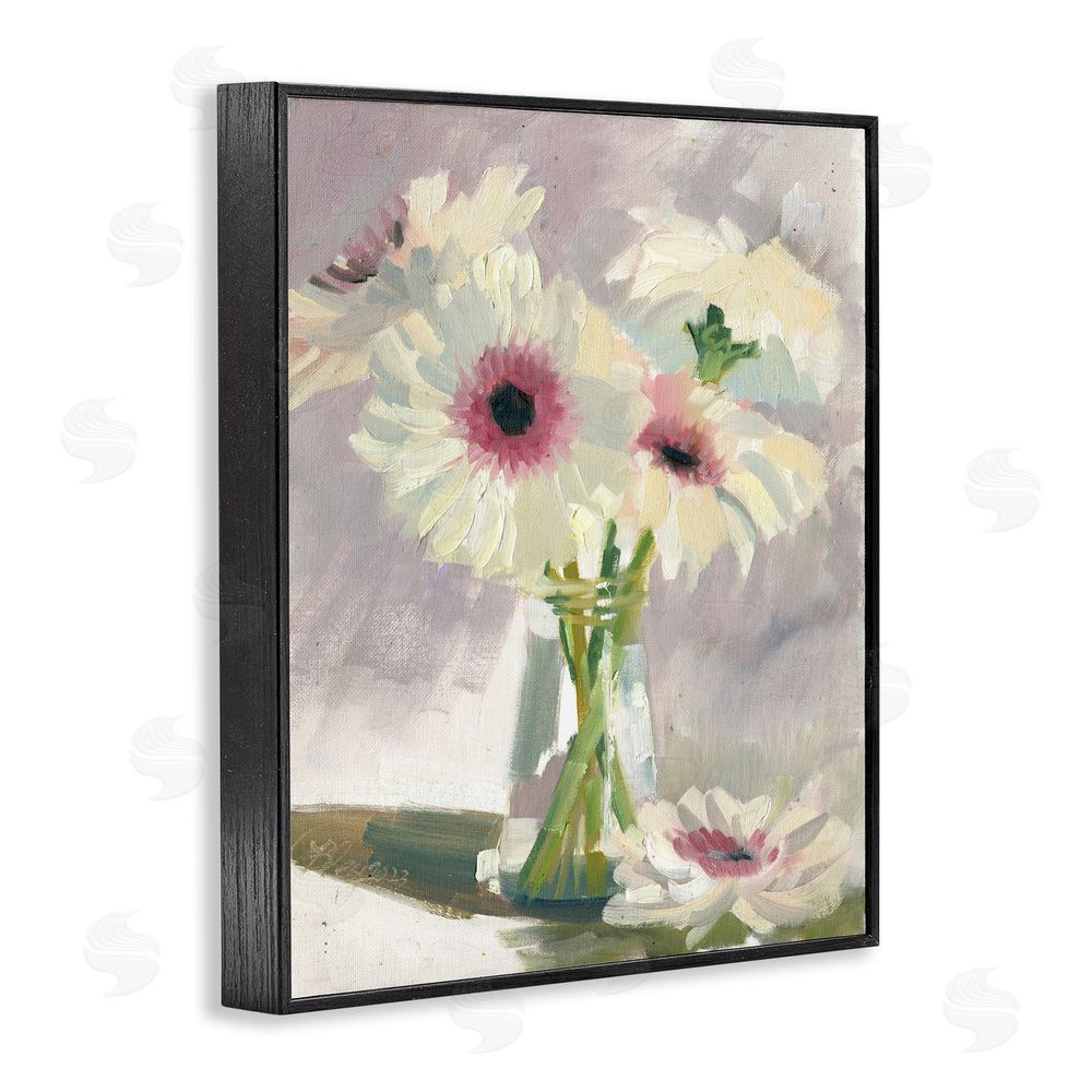 Bley Hack White Mums Painting Black Framed Giclee Wall Art Print