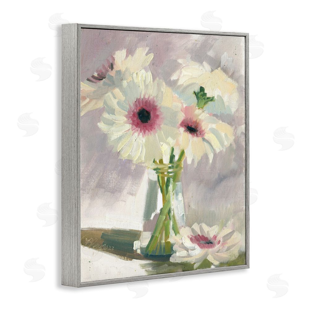 Bley Hack White Mums Painting Gray Framed Giclee Wall Art Print