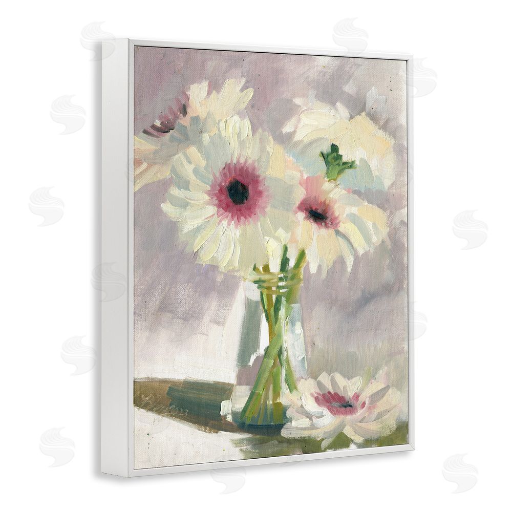Bley Hack White Mums Painting White Framed Giclee Wall Art Print