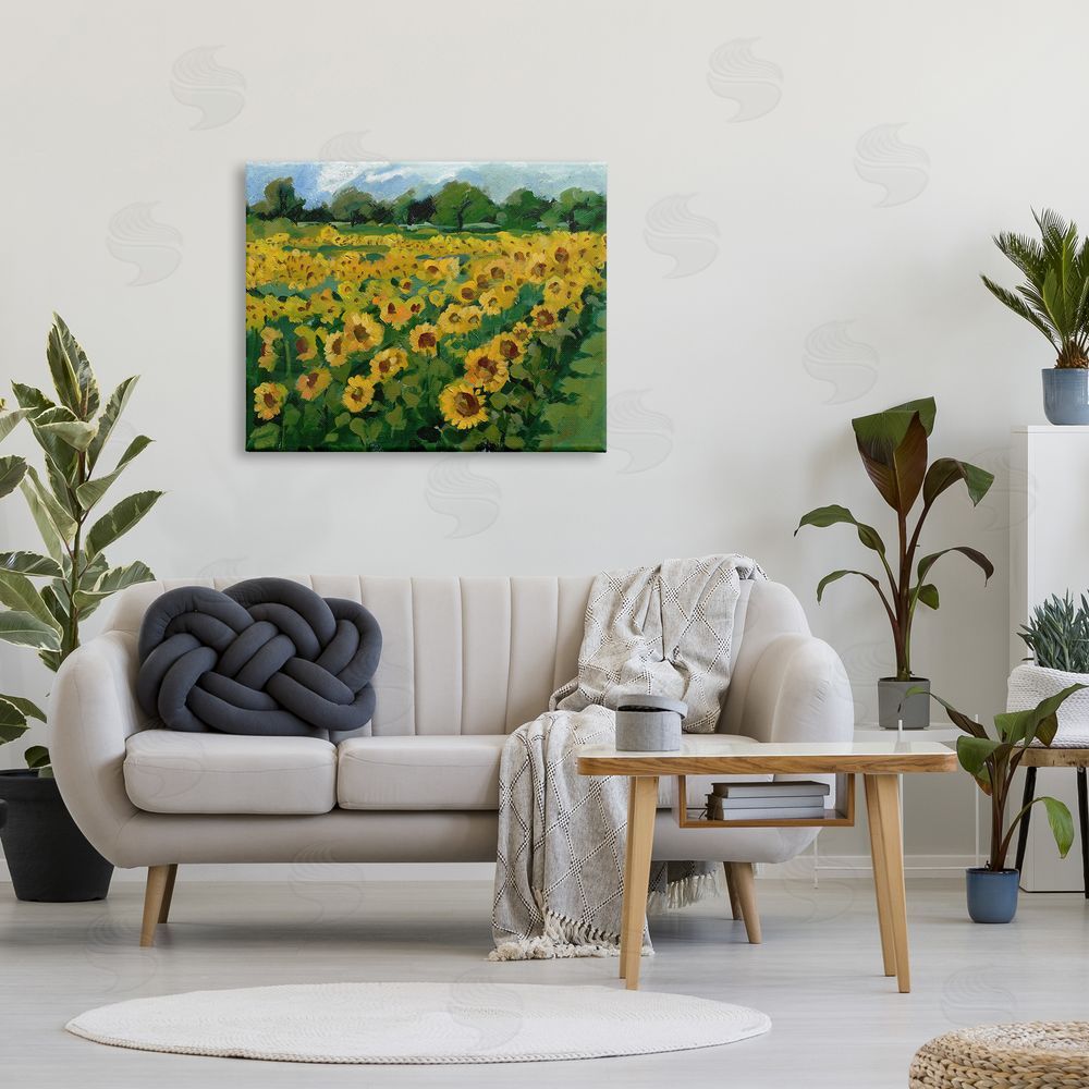 Bley Hack Sunflower Farm Painting Canvas Wall Art Print in Room