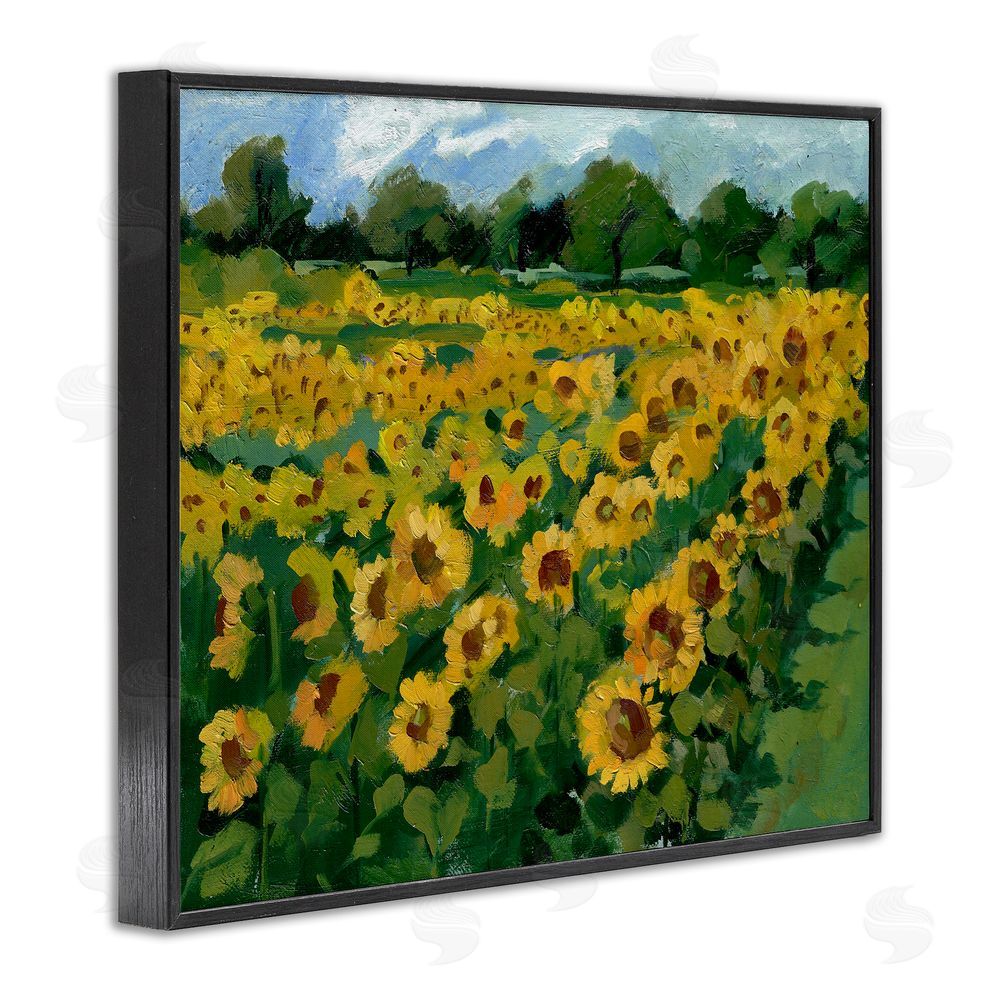 Bley Hack Sunflower Farm Painting Black Framed Giclee Wall Art Print