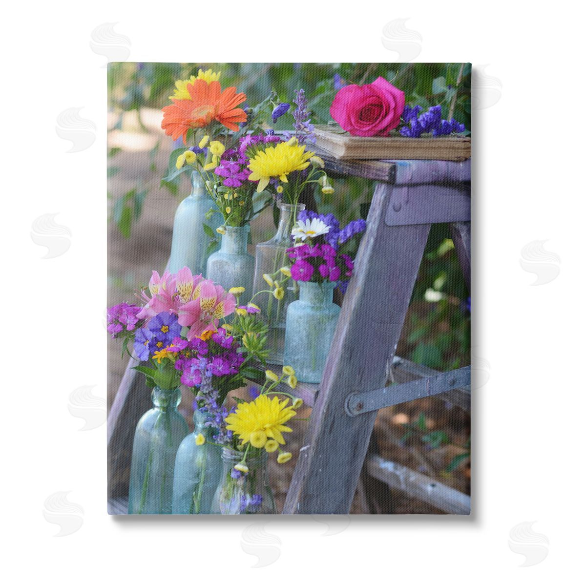 Claire Brocato Florals on Country Ladder Stretched Canvas Wall Art Print