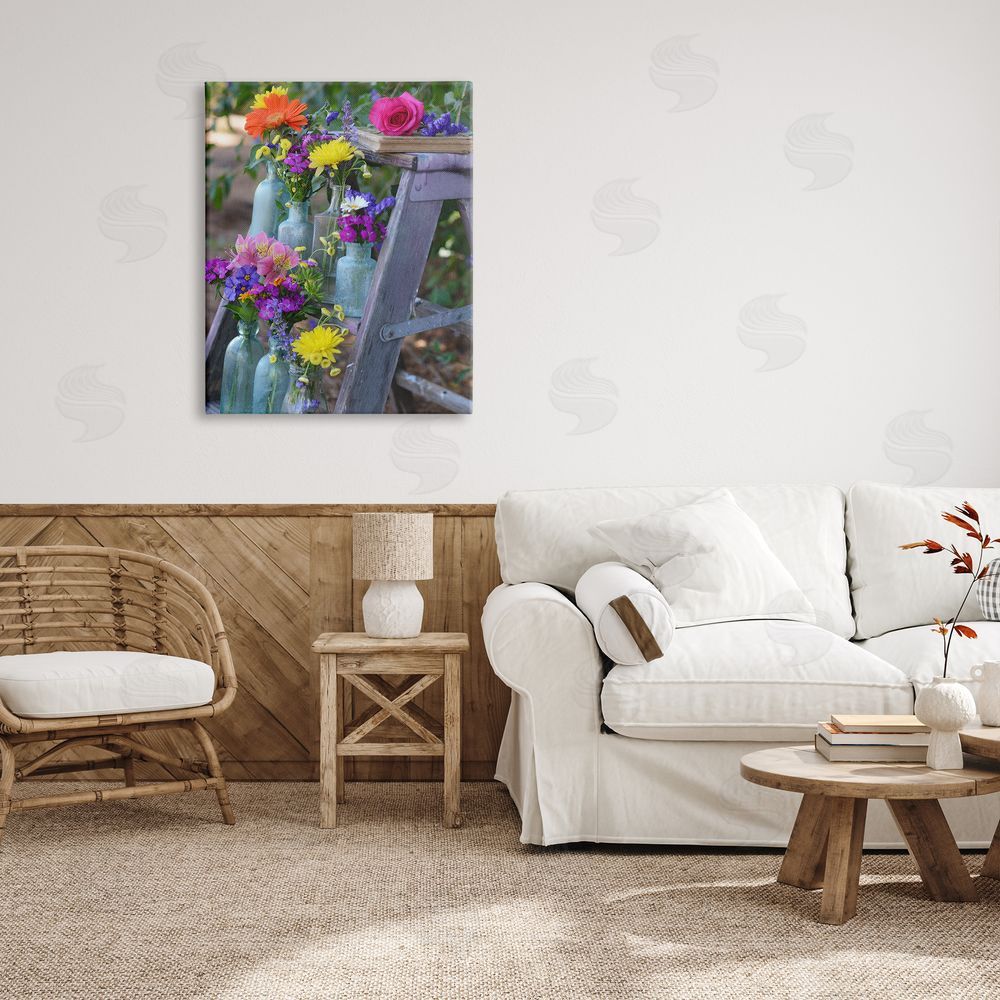Claire Brocato Florals on Country Ladder Canvas Wall Art Print in Room