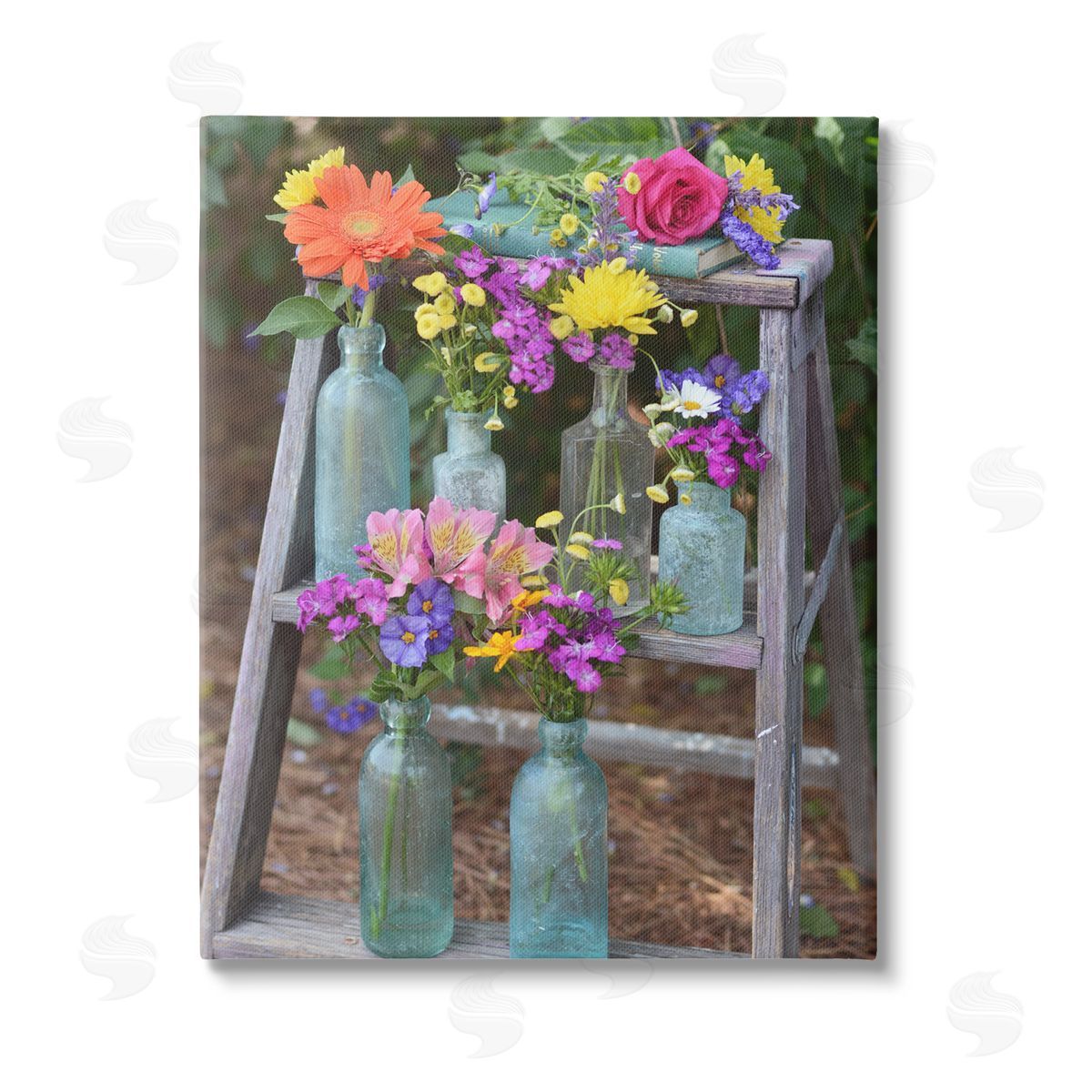 Claire Brocato Country Flower Jars Stretched Canvas Wall Art Print