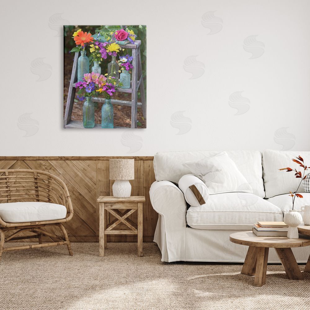 Claire Brocato Country Flower Jars Canvas Wall Art Print in Room