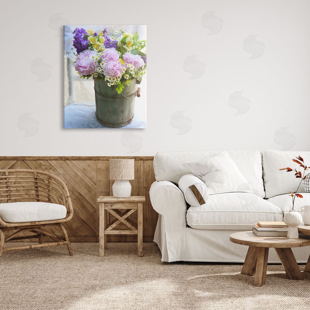 Claire Brocato Flowers in Country Tin Canvas Wall Art Print in Room