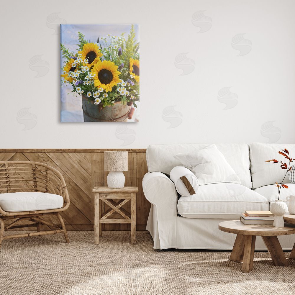 Claire Brocato Mixed Country Bouquet Canvas Wall Art Print in Room