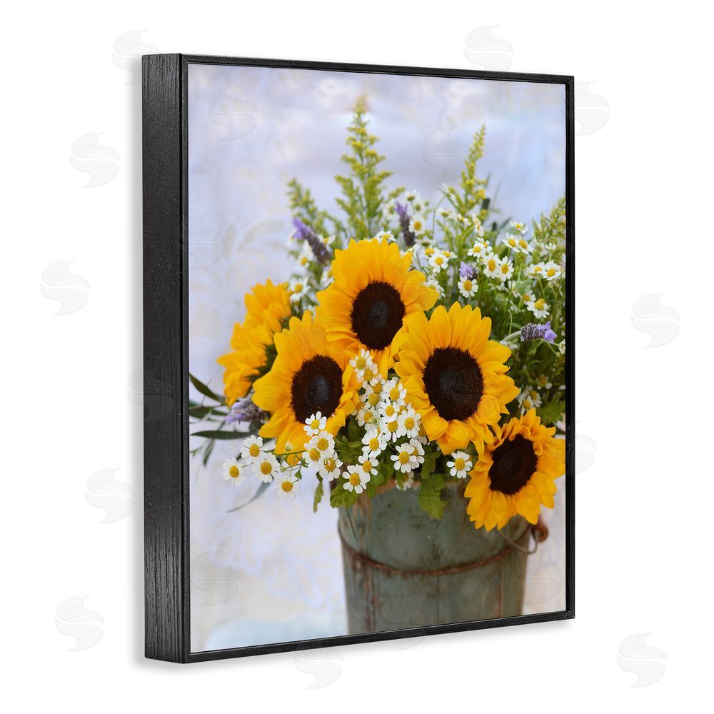 Claire Brocato Sunflower Bouquet in Tin Black Framed Giclee Wall Art Print