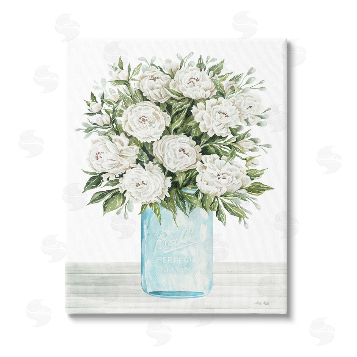 Cindy Jacobs White Carnations Bouquet Stretched Canvas Wall Art Print