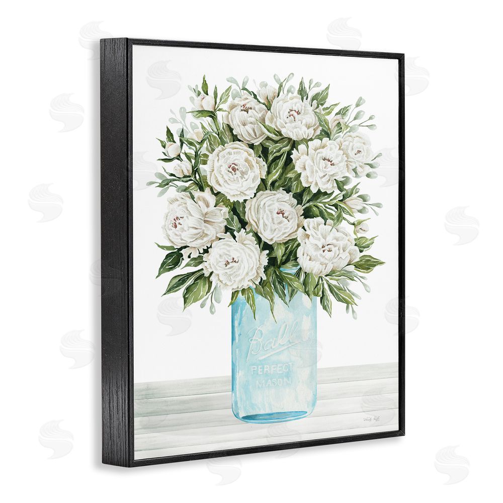 Cindy Jacobs White Carnations Bouquet Black Framed Giclee Wall Art Print