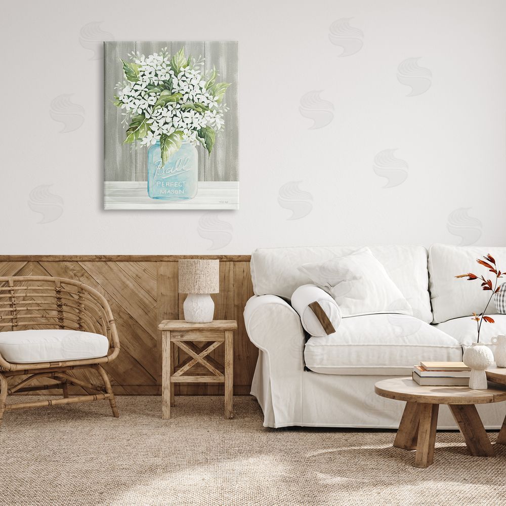 Cindy Jacobs Rustic Jar Bouquet Canvas Wall Art Print in Room
