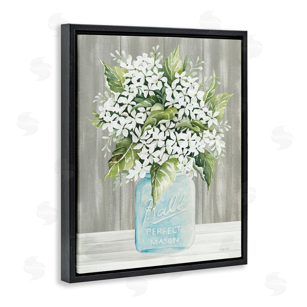 Cindy Jacobs Rustic Jar Bouquet Black Floating Frame Canvas Wall Art Print