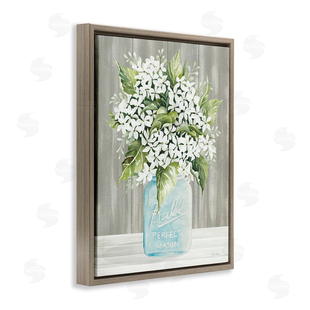 Cindy Jacobs Rustic Jar Bouquet Brown Floating Frame Canvas Wall Art Print