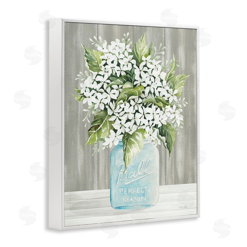 Cindy Jacobs Rustic Jar Bouquet White Framed Giclee Wall Art Print