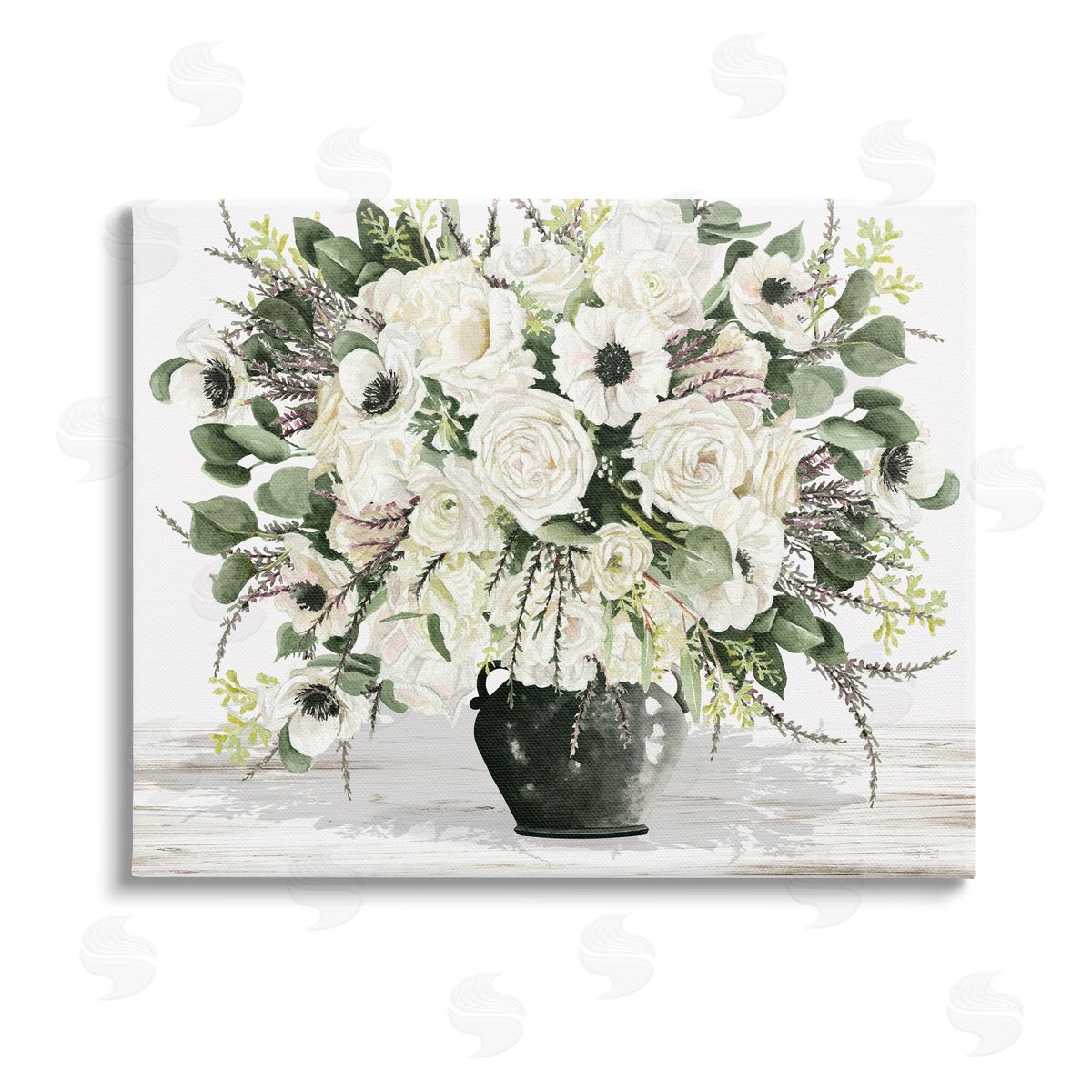 Cindy Jacobs White Blooming Blossoms Stretched Canvas Wall Art Print