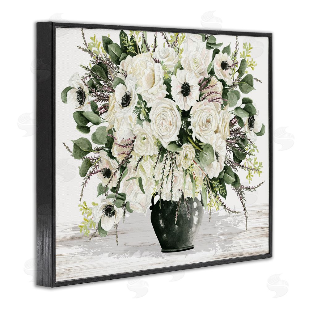 Cindy Jacobs White Blooming Blossoms Black Framed Giclee Wall Art Print