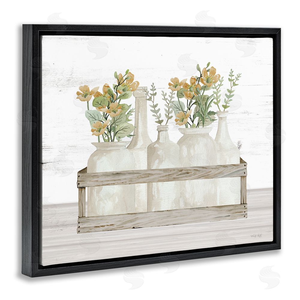 Cindy Jacobs Rustic Herb Jars Black Floating Frame Canvas Wall Art Print