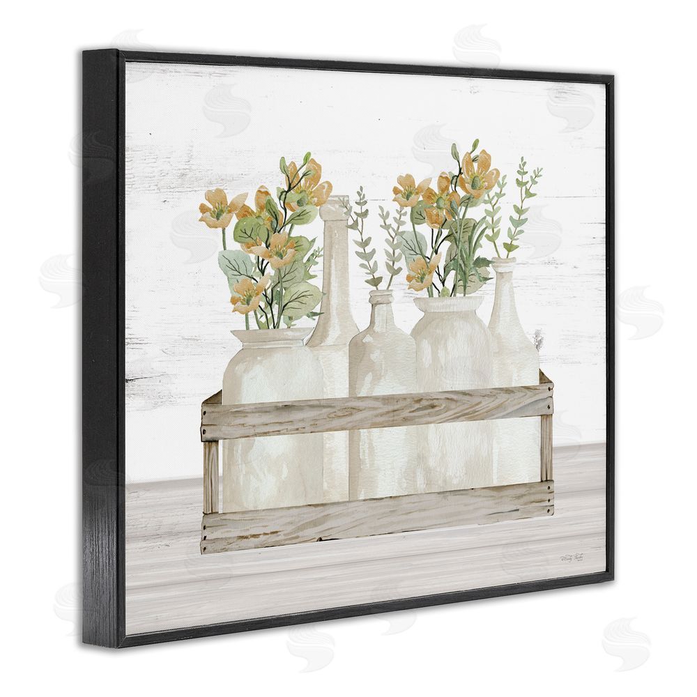 Cindy Jacobs Rustic Herb Jars Black Framed Giclee Wall Art Print