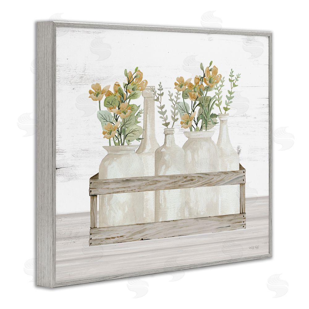 Cindy Jacobs Rustic Herb Jars Gray Framed Giclee Wall Art Print
