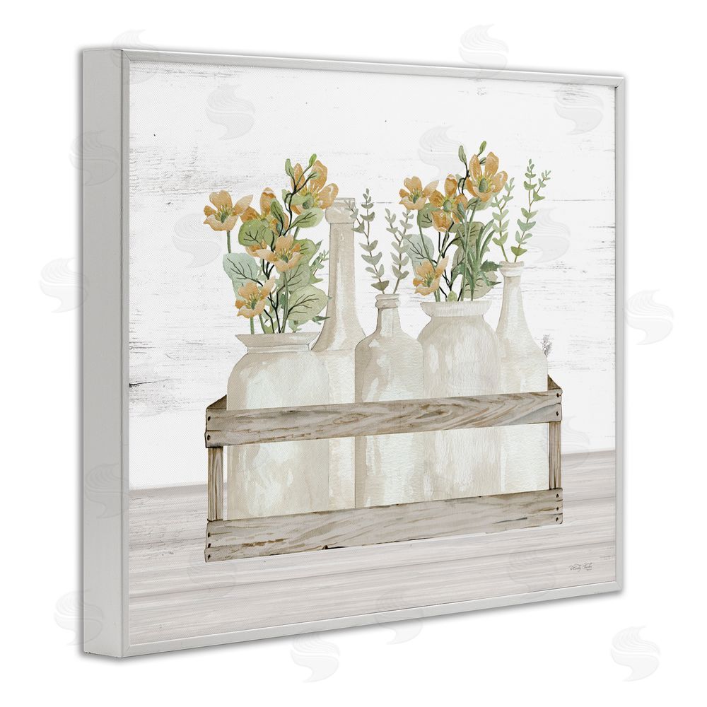 Cindy Jacobs Rustic Herb Jars White Framed Giclee Wall Art Print