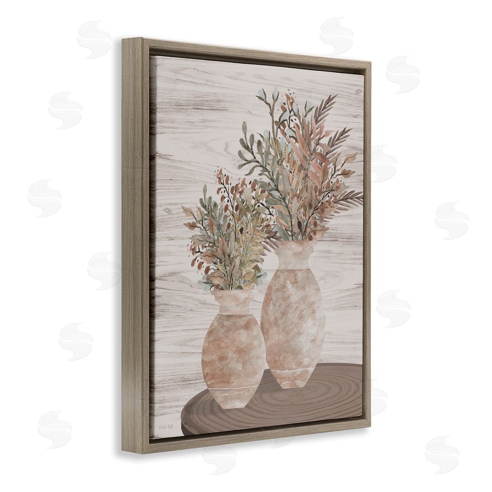 Cindy Jacobs Modern Farmhouse Blooms Brown Floating Frame Canvas Wall Art Print