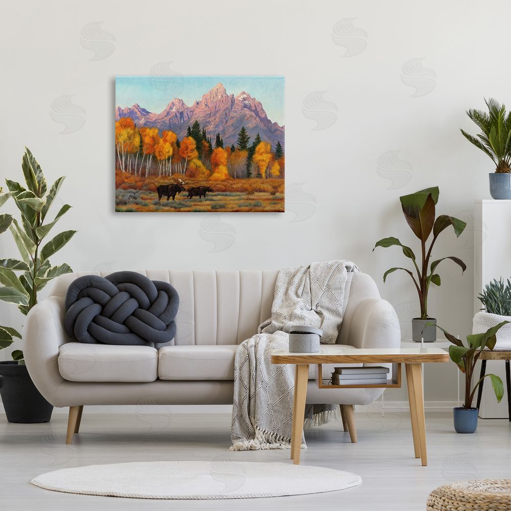 Cliff Rossberg Wildlife with Autumn Scenery Canvas Wall Art Print in Room