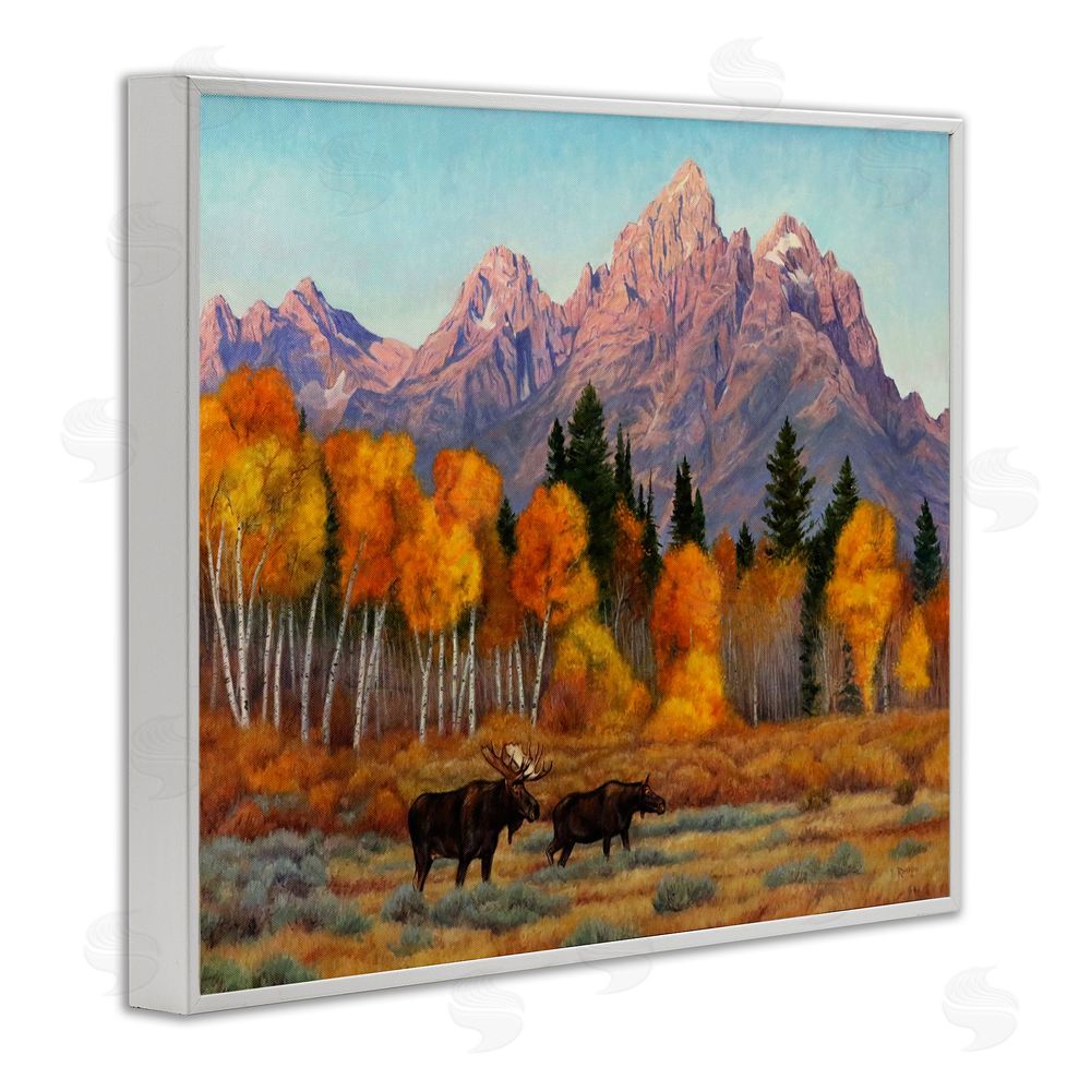 Cliff Rossberg Wildlife with Autumn Scenery White Framed Giclee Wall Art Print