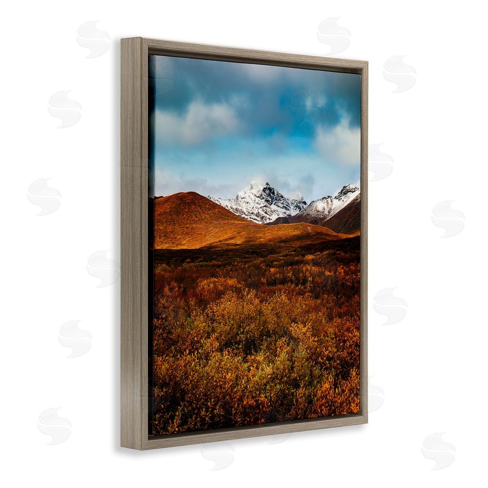 Daniel Sproul Icy Mountain Landscape Brown Floating Frame Canvas Wall Art Print